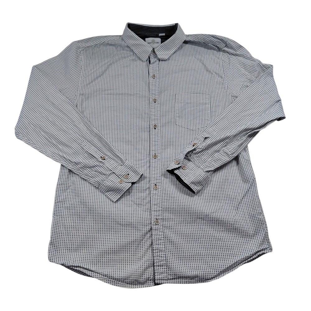 CRAFT +‎ FLOW Mens Staying Power Navy White Mini Cross Cotton Shirt XL CFP11LS